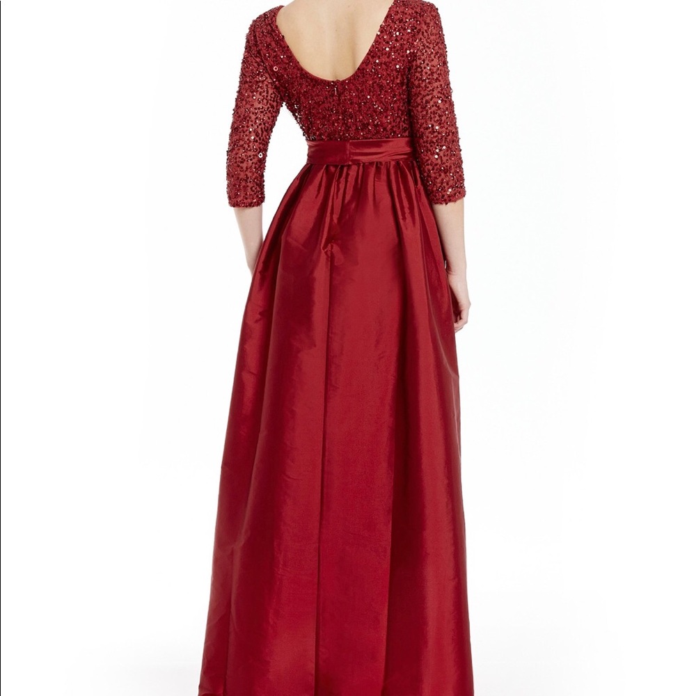 Adrianna Papell Beaded Bodice Taffeta Gown